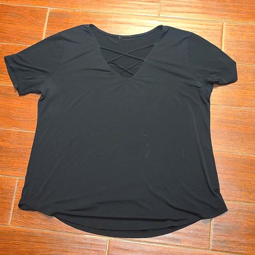 Criss cross black blouse